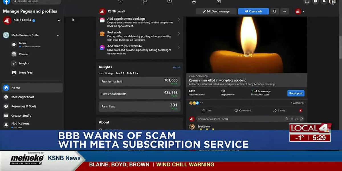 BBB warns of new scam involving Meta verification service