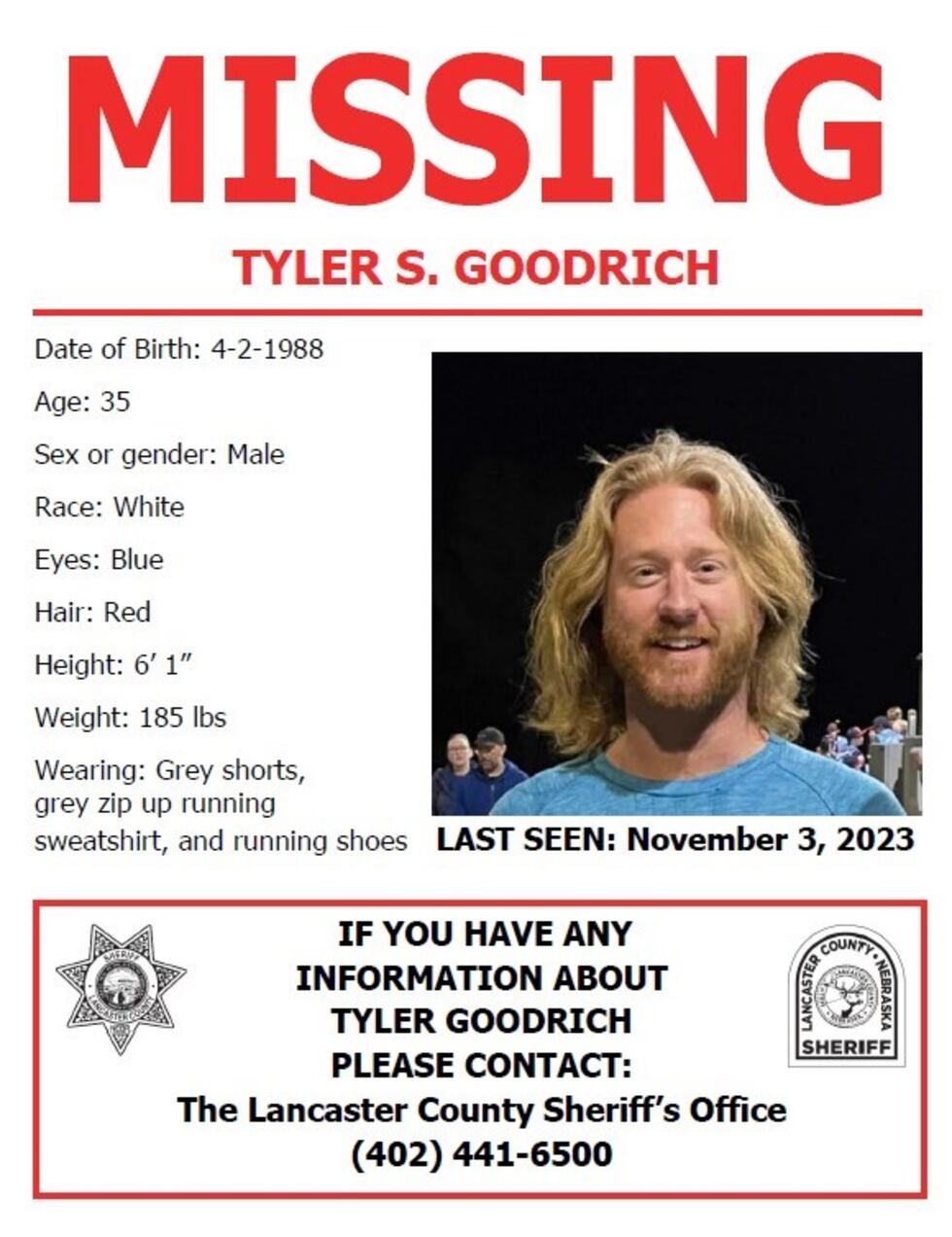 Missing Poster for Tyler Goodrich