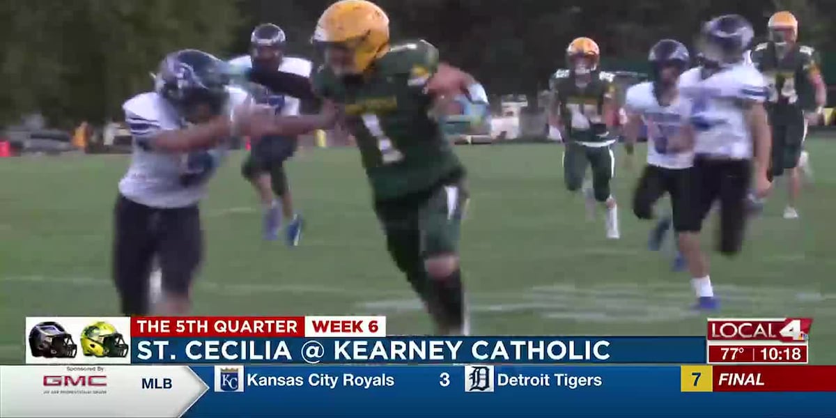 Kearney Catholic football shines over St. Cecilia