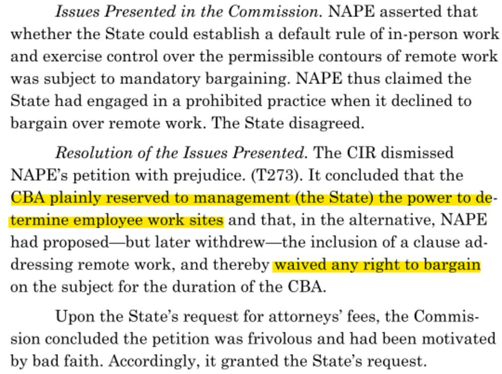 Une partie de la réponse de l'État à l'Association des employés publics du Nebraska lors de leur...