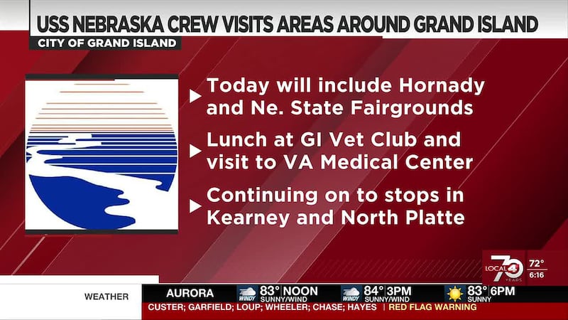 A delegation from the USS Nebraska is in Grand Island on Wednesday.