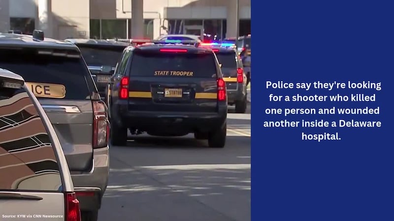 Police say they're looking for a shooter who killed one person and wounded another inside a...