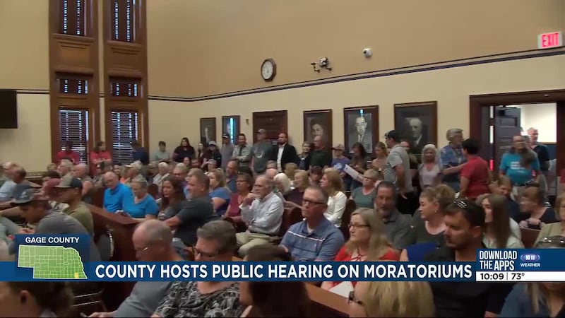 At least 100 people gathered at the Gage County Courthouse on Tuesday for what was scheduled...
