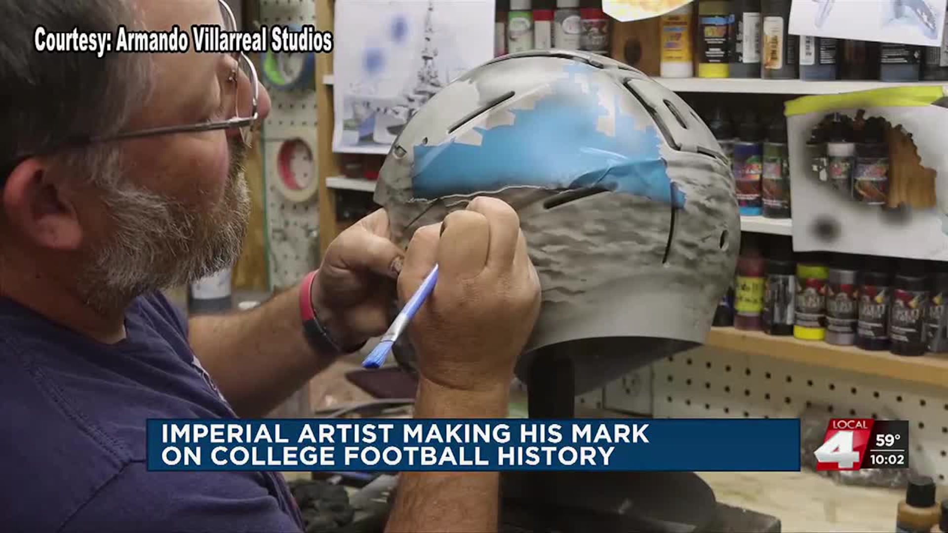 businesses thatpaint football helmets Atlanta Falcons Customer SEND IN Helmet Painting Service Football Helmet Restoration Center Imperial artist making his mark