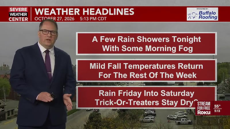 Mild fall temperatures along with more rain chances later this week