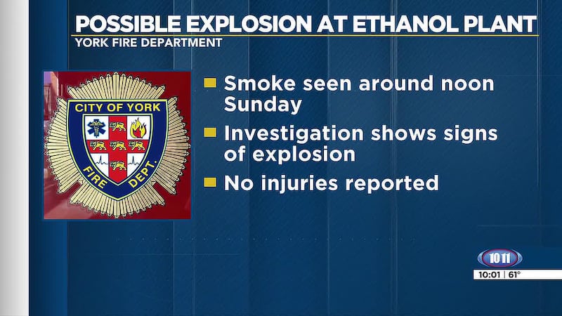 York firefighters found evidence of an explosion after a Sunday fire at Green Plains ethanol...